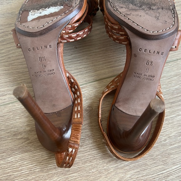 CELINE Leather Stiletto Slingback with metal accent — US 6.5 - Picture 8 of 8